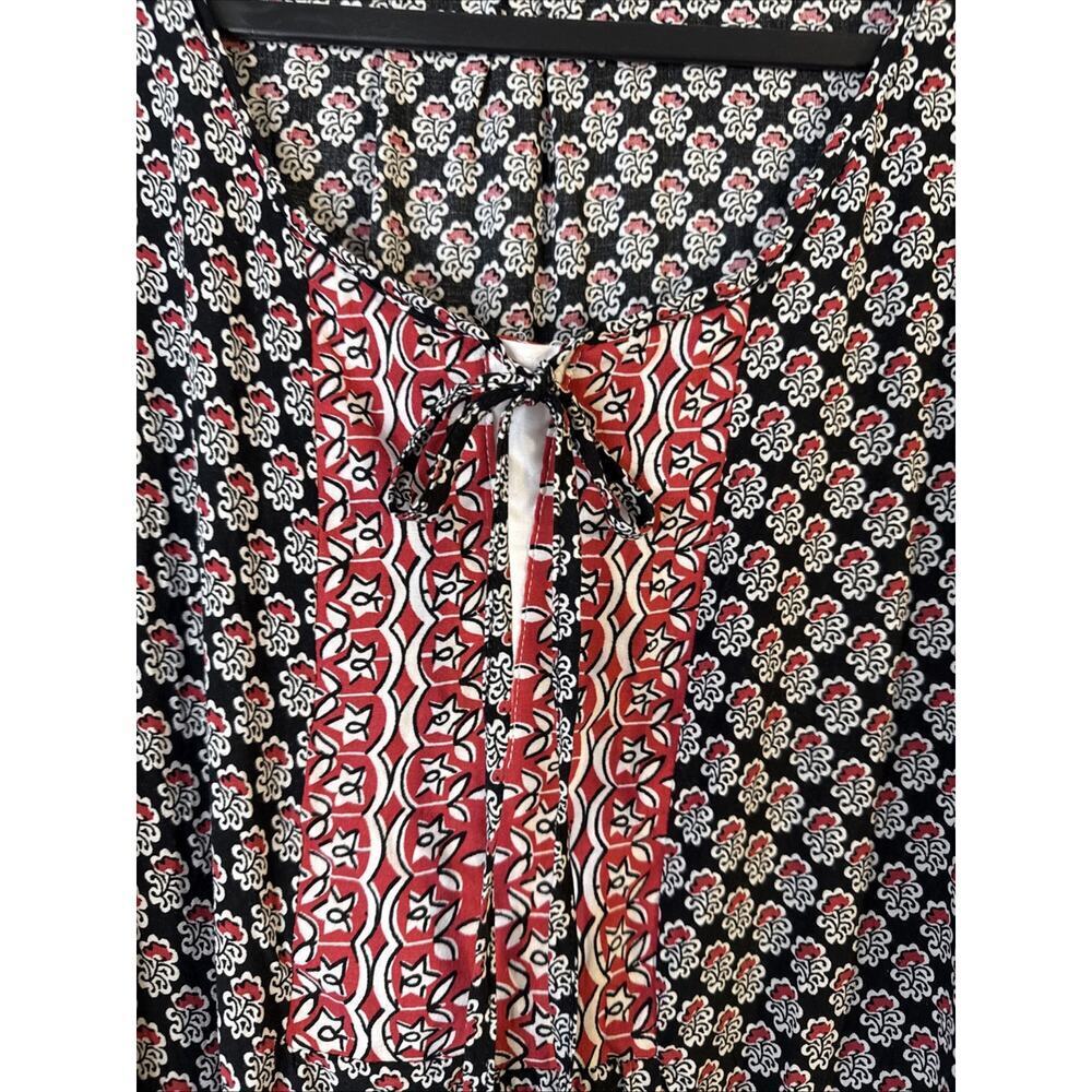 Saint Tropez West Top Womens‎ 2x Boho Red & Blue Colorful 3/4 Length Sleeves - Picture 2 of 11